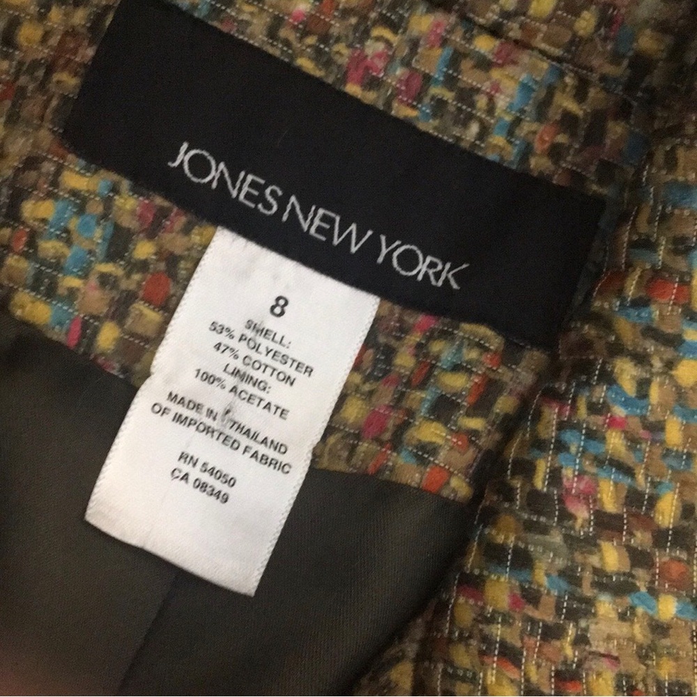 Vintage Jones New York Colorful Cropped Tweed Button Down Blazer Jacket - Picture 7 of 7